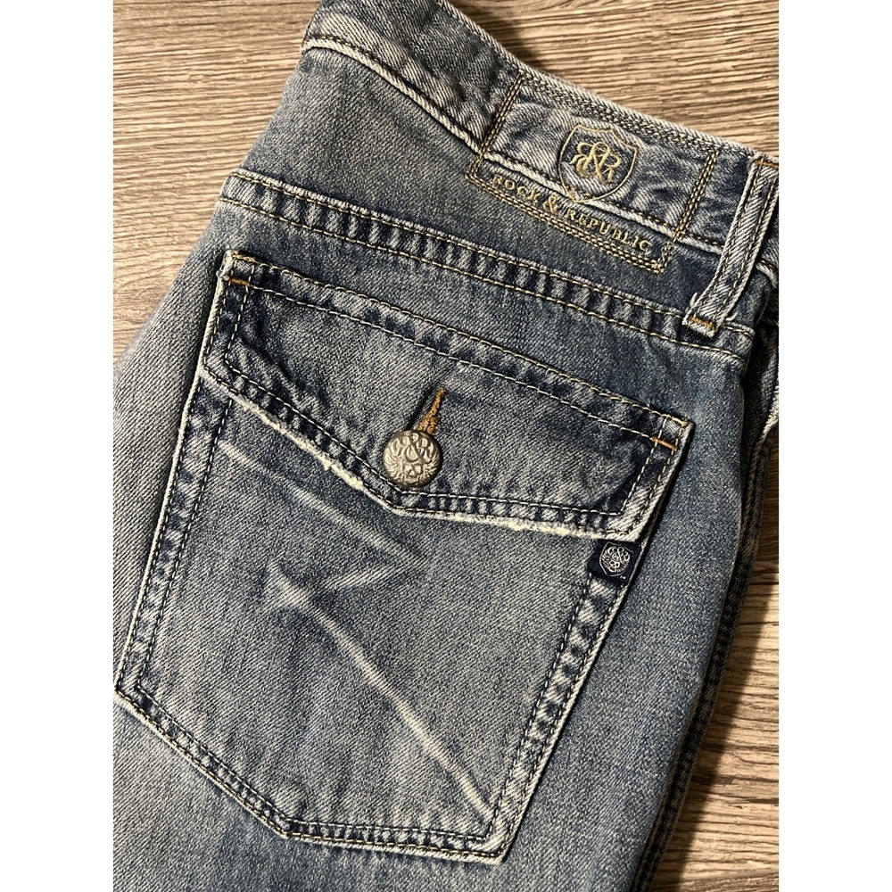 Rock & Republic Men's Henlee Boot Cut Medium Wash Blue Jeans Size 34x30